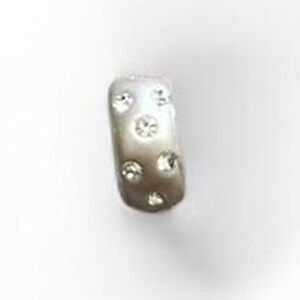 Pandora Charm, Brushed Matte Silver with Polka Dot Bling
